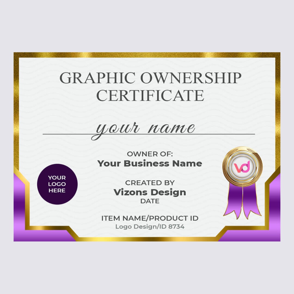 graphic design certification Niche Utama Home Graphic Design Ownership Certificate Use License  Vizons Design
